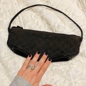 Gucci GG Canvas "Boat Pochette" Shoulder Bag Black
